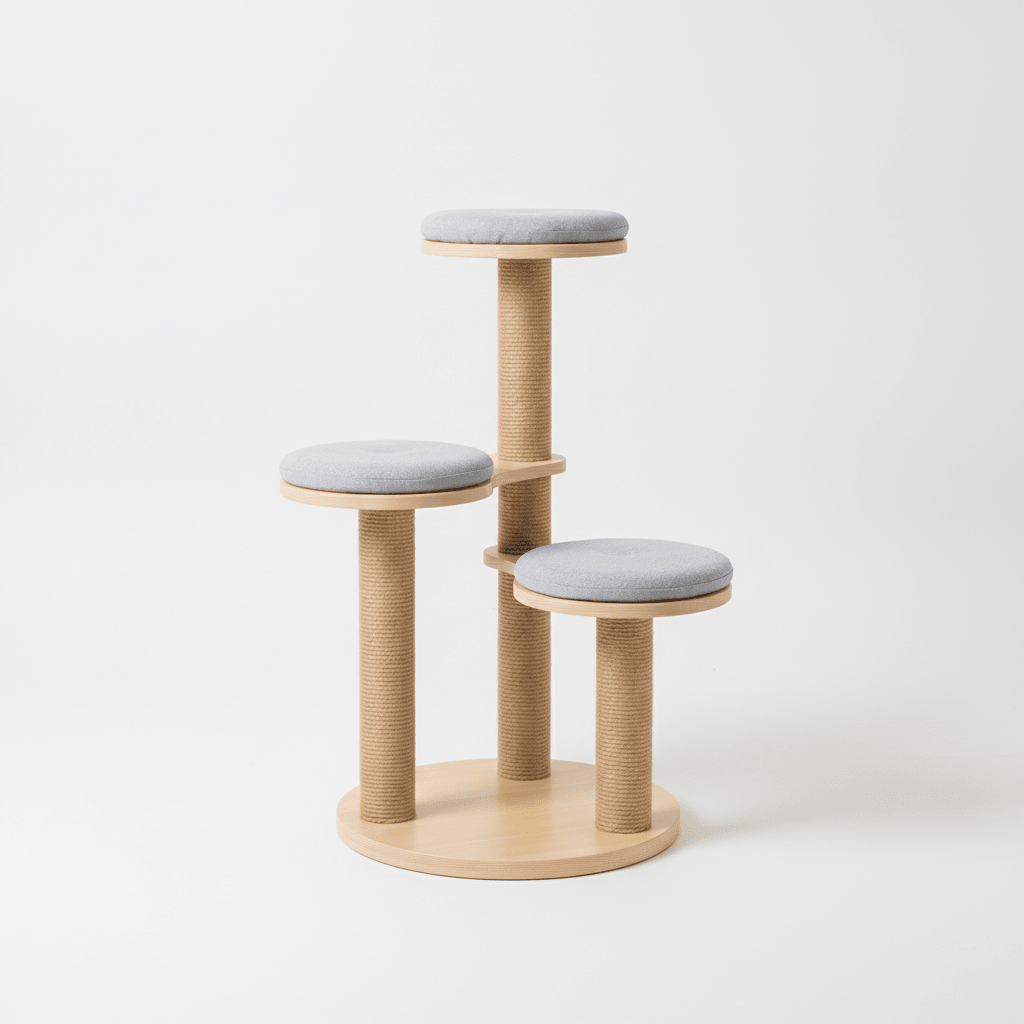 Arbre à Chat Design Bois & Cordes — 120cm Scandinave