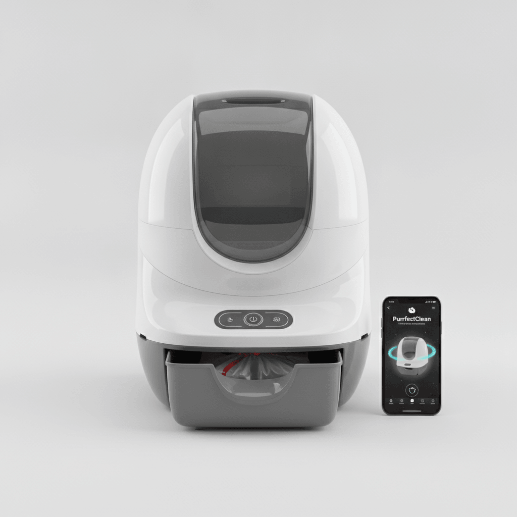 Bac Litière Autonettoyant Intelligent — App & Capteurs