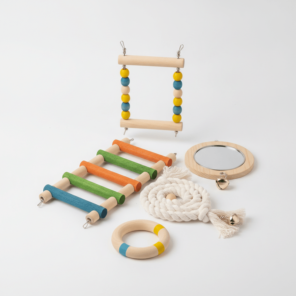 Kit Éveil Oiseaux — Balançoire, Échelle & Miroir