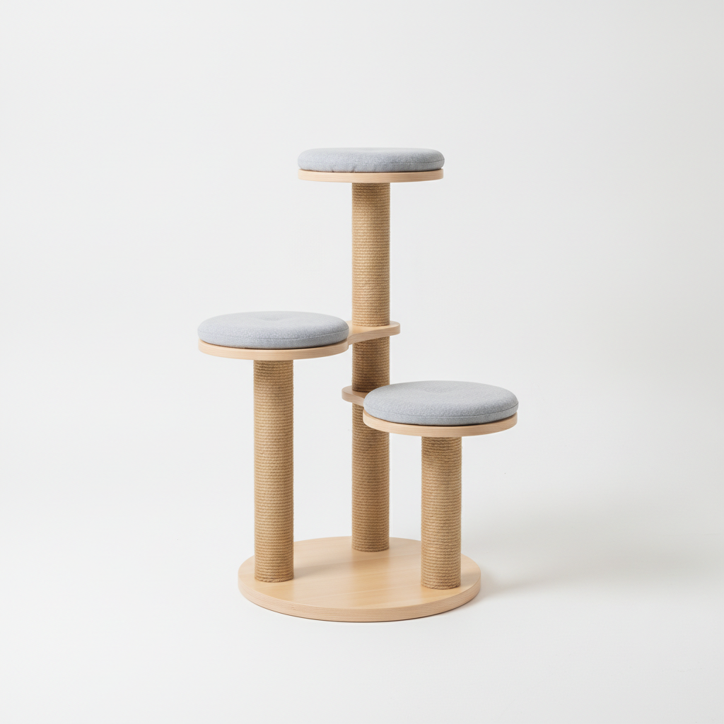 Arbre à Chat Design Bois & Cordes — 120cm Scandinave