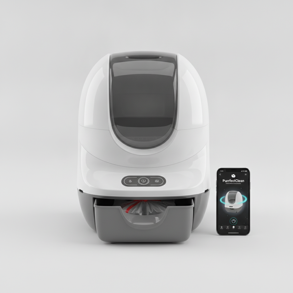 Bac Litière Autonettoyant Intelligent — App & Capteurs