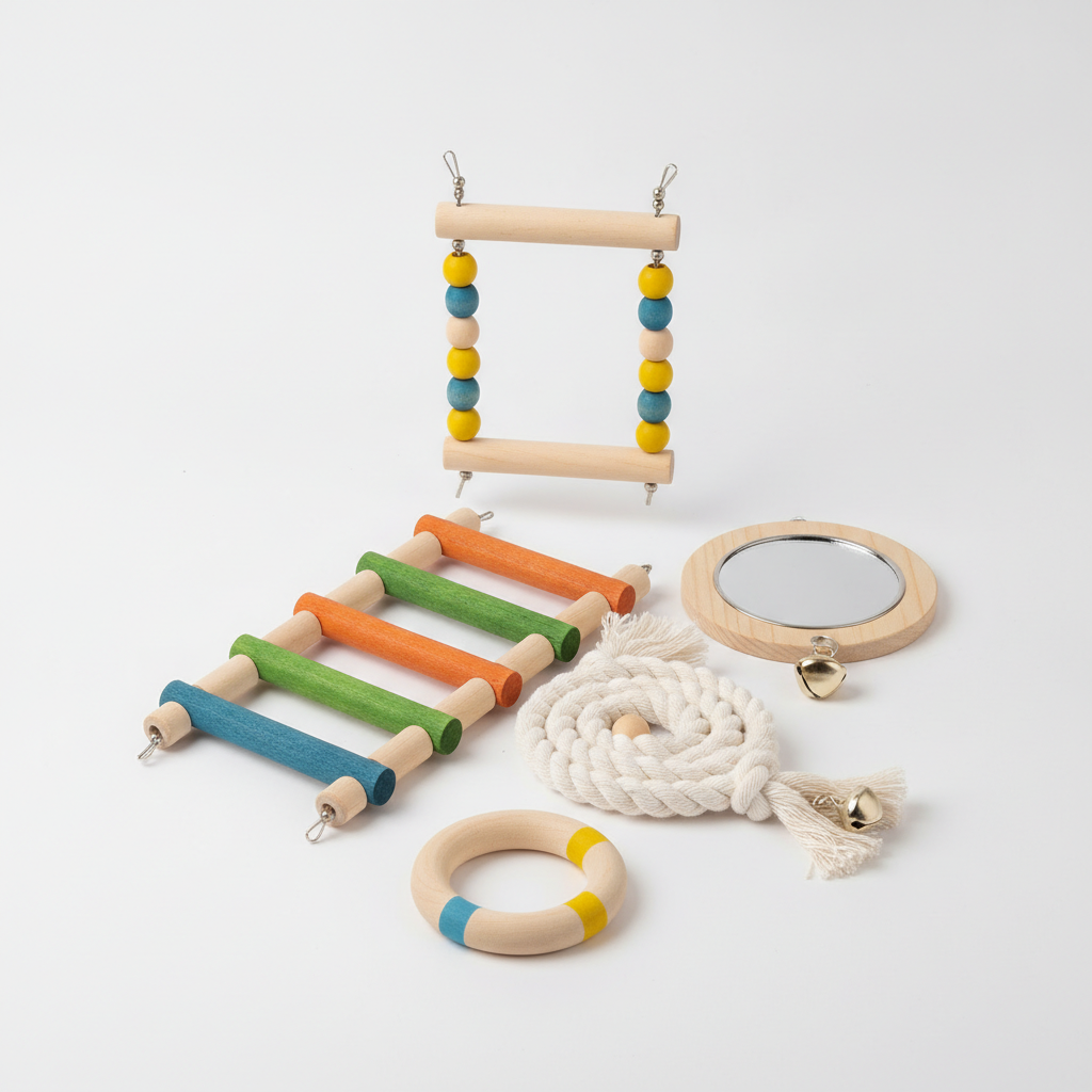 Kit Éveil Oiseaux — Balançoire, Échelle & Miroir